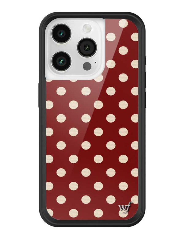 Wildflower iPhone case 15 Pro Polka Dot Burgundy and Cream Cute