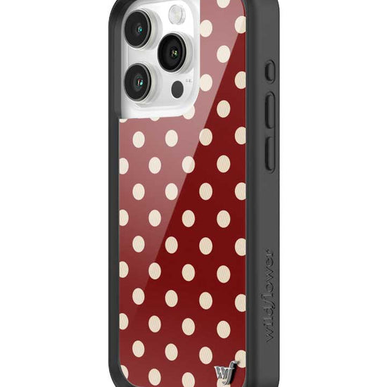 Wildflower iPhone case 15 Pro Polka Dot Burgundy and Cream Cute