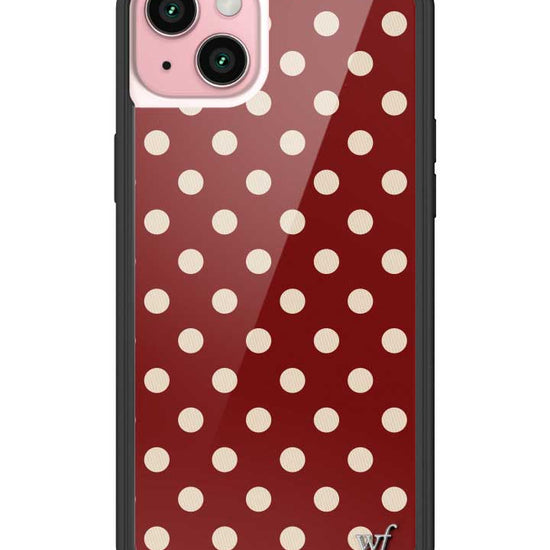 Wildflower iPhone case 15 Plus Polka Dot Burgundy and Cream Cute