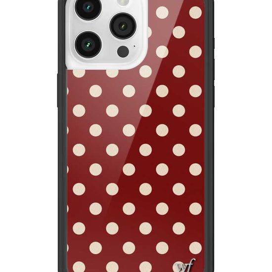Wildflower iPhone case 15 Pro Max Polka Dot Burgundy and Cream Cute