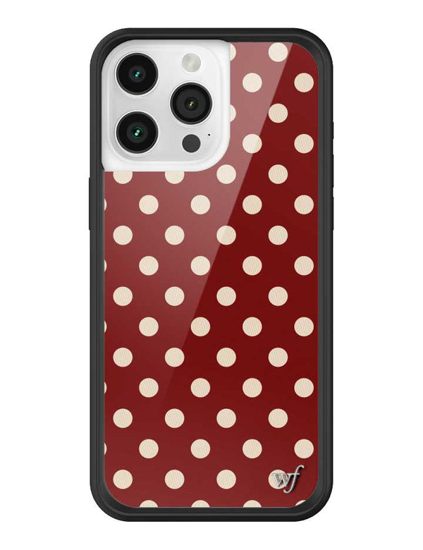 Wildflower iPhone case 15 Pro Max Polka Dot Burgundy and Cream Cute
