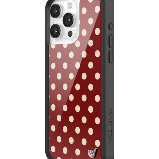 Wildflower iPhone case 15 Pro Max Polka Dot Burgundy and Cream Cute