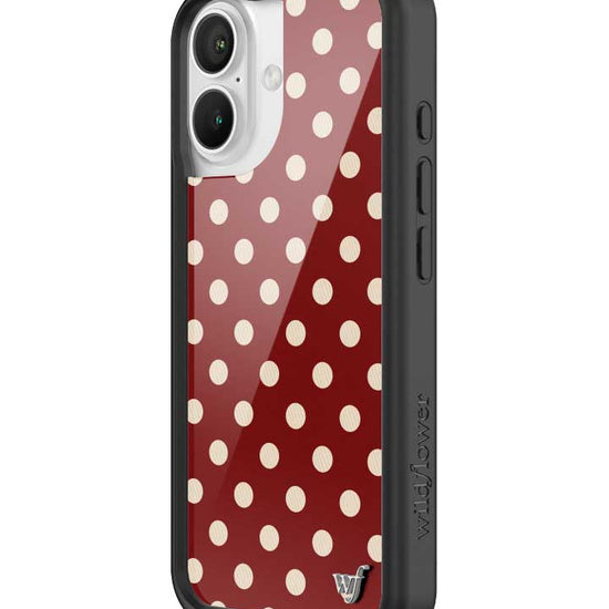 Wildflower iPhone case 16 Polka Dot Burgundy and Cream Cute