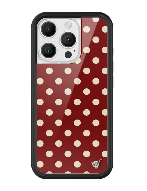 Wildflower iPhone case 16 Pro Polka Dot Burgundy and Cream Cute