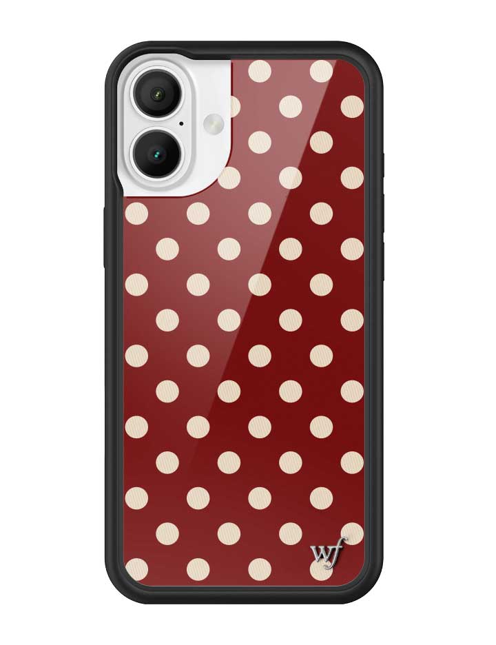 Wildflower iPhone case 16 Plus Polka Dot Burgundy and Cream Cute