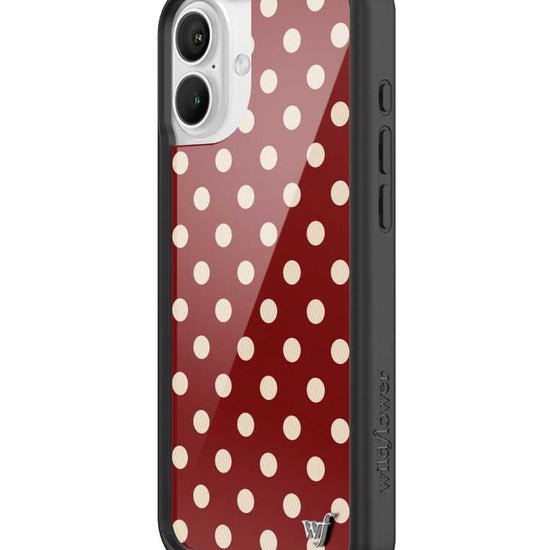 Wildflower iPhone case 16 Plus Polka Dot Burgundy and Cream Cute