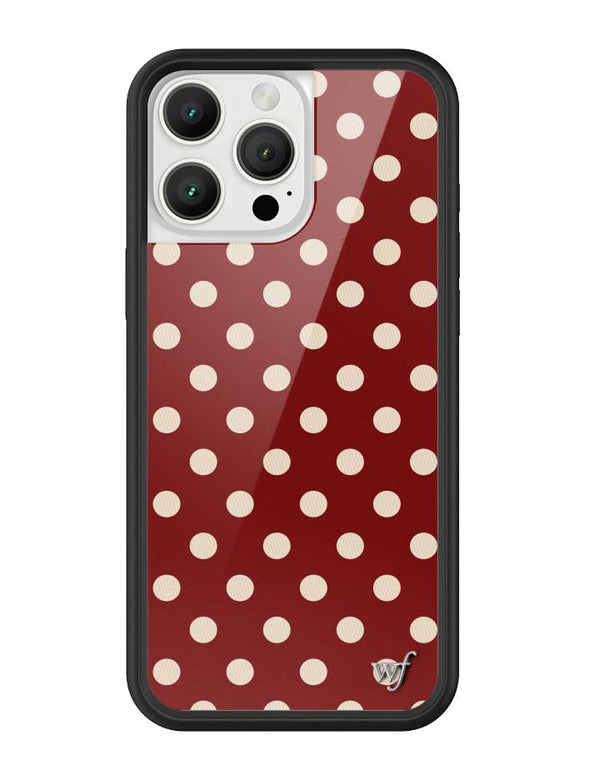 Wildflower iPhone case 16 Pro Max Polka Dot Burgundy and Cream Cute