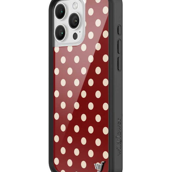 Wildflower iPhone case 16 Pro Max Polka Dot Burgundy and Cream Cute