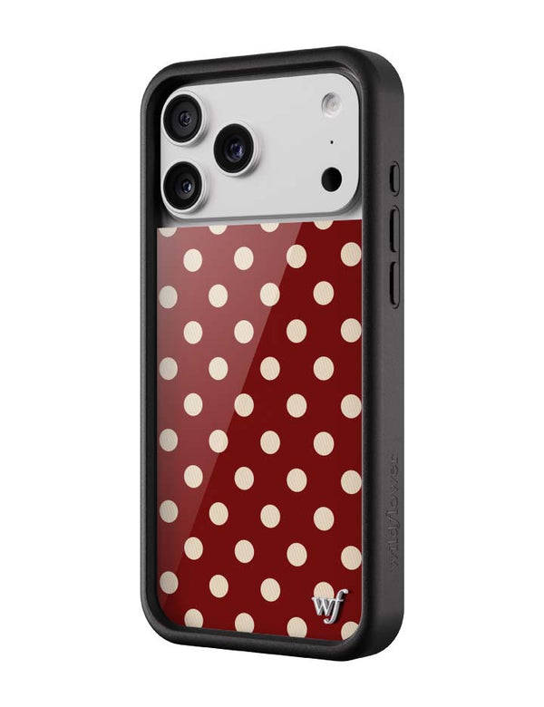 Wildflower iPhone case 17 Pro Max Polka Dot Burgundy and Cream Cute