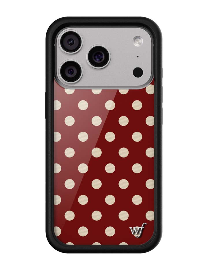 Wildflower iPhone case 18 Pro Polka Dot Burgundy and Cream Cute