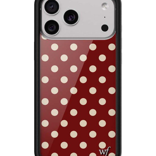 Wildflower iPhone case 18 Pro Max Polka Dot Burgundy and Cream Cute