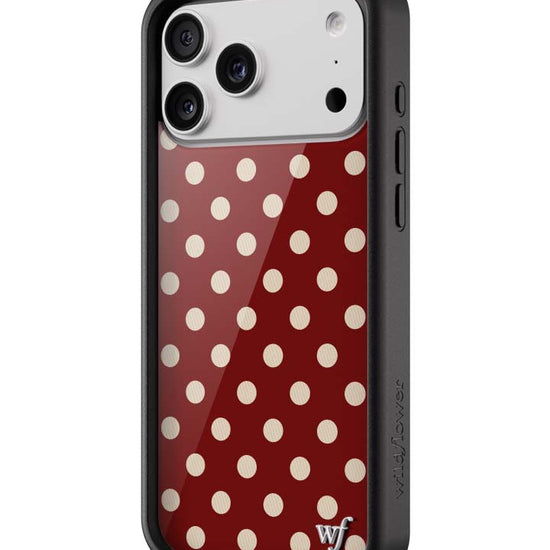 Wildflower iPhone case 18 Pro Max Polka Dot Burgundy and Cream Cute