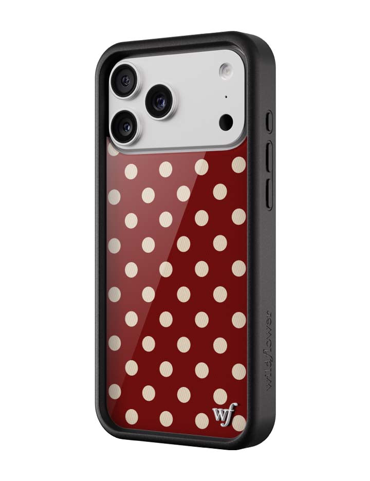 Wildflower iPhone case 18 Pro Max Polka Dot Burgundy and Cream Cute