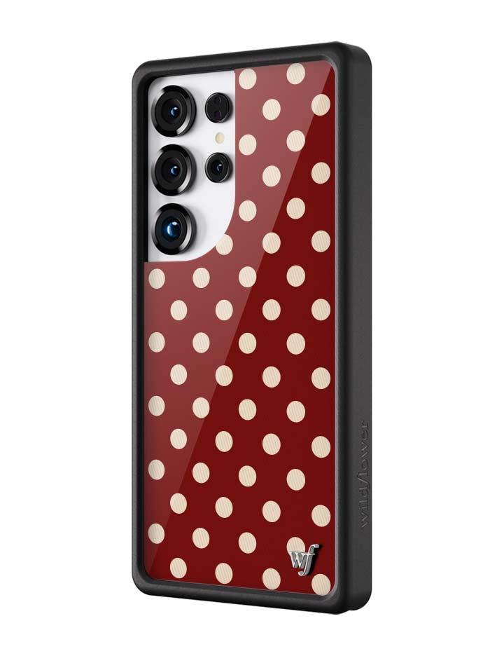 Wildflower Galaxy S25 case Ultra Polka Dot Burgundy and Cream Cute