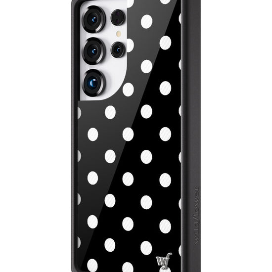 Wildflower Galaxy S25 case Ultra Polka Dot Black White Cute