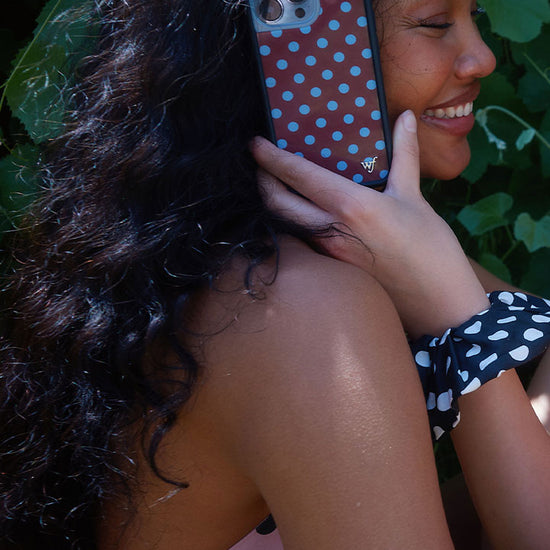 Lifestyle Image 01 Polka Dot | Brown and Blue
