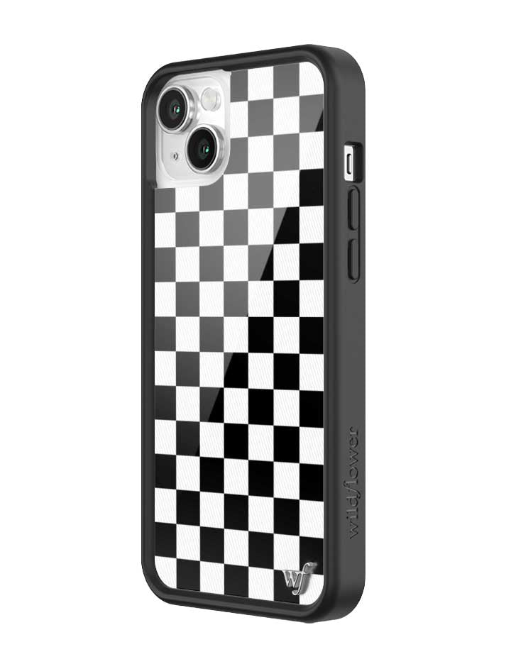 wildflower iphone case 14 black checkers black white