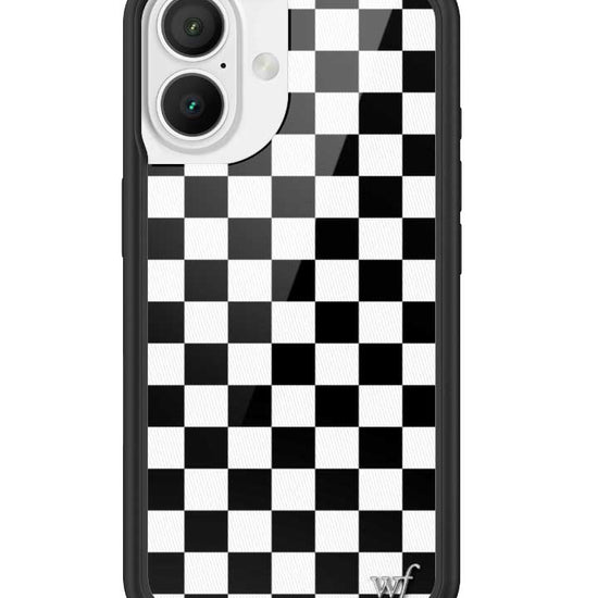wildflower iphone case 16 black checkers black white