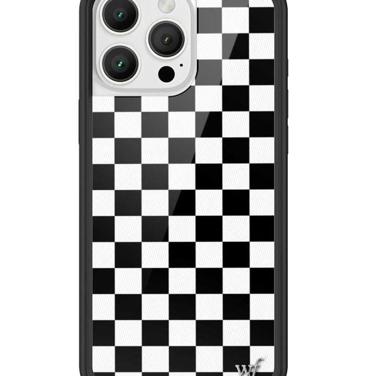 wildflower iphone case 16 pro max black checkers black white