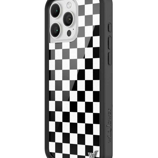 wildflower iphone case 16 pro max black checkers black white