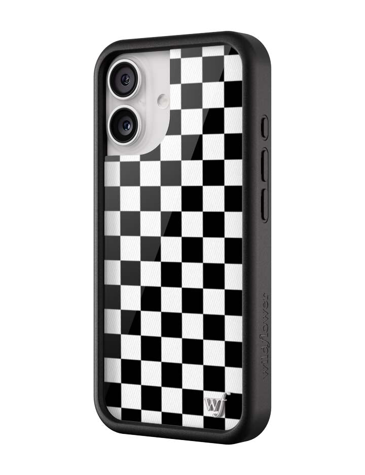 wildflower iphone case 17 black checkers black white