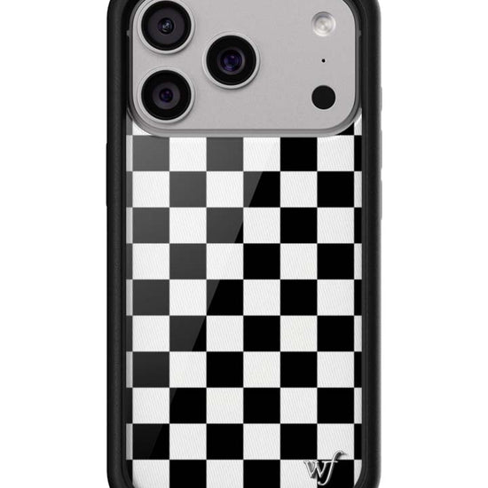 wildflower iphone case 17 pro black checkers black white