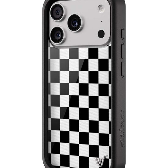 wildflower iphone case 17 pro black checkers black white