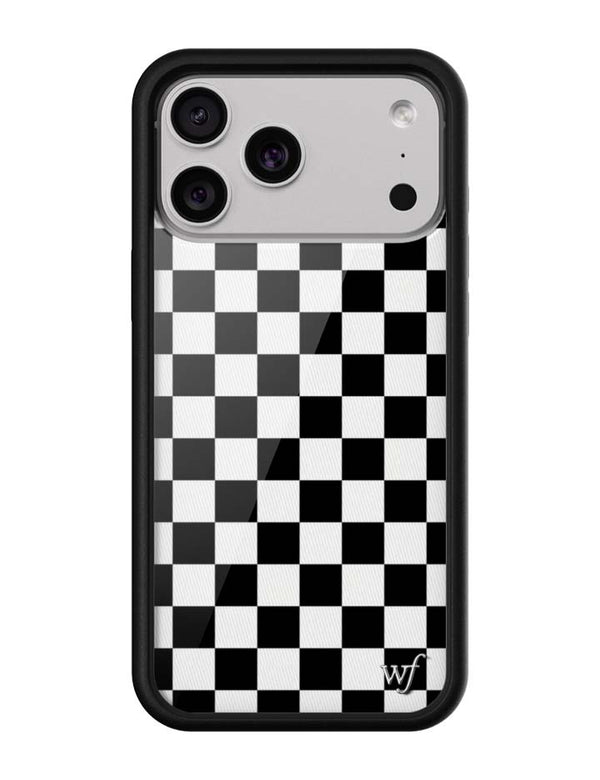wildflower iphone case 17 pro max black checkers black white
