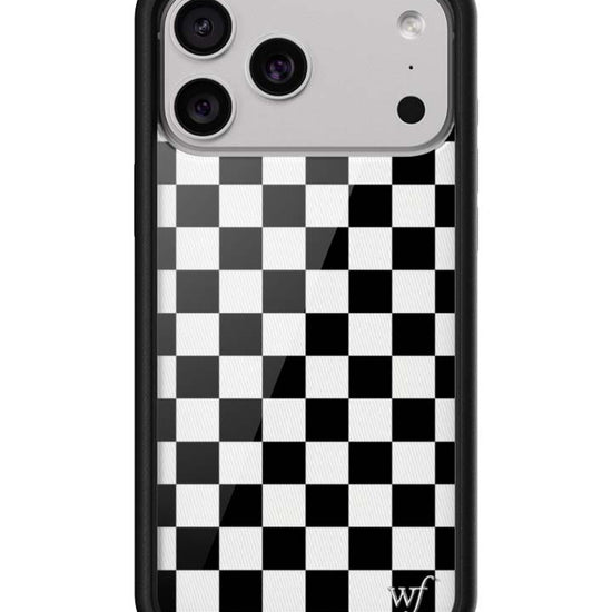 wildflower iphone case 18 pro max black checkers black white