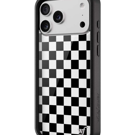 wildflower iphone case 18 pro max black checkers black white