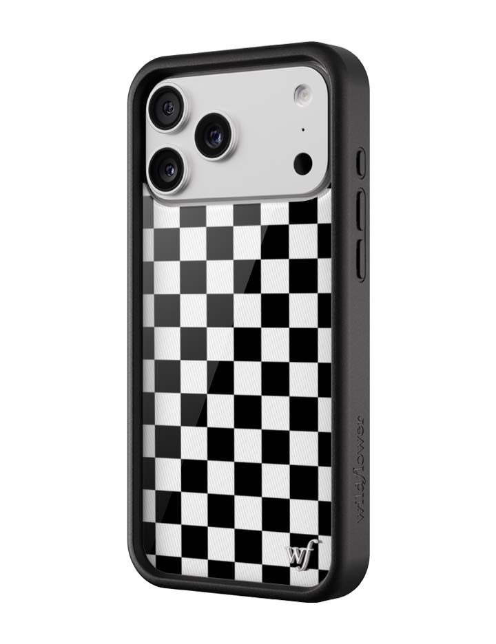 wildflower iphone case 18 pro max black checkers black white