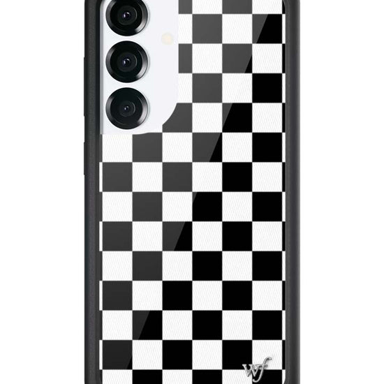 Wildflower Galaxy S25 case Checkers Black White Cute