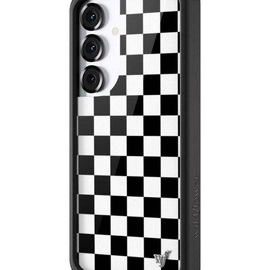 Wildflower Galaxy S25 case Checkers Black White Cute