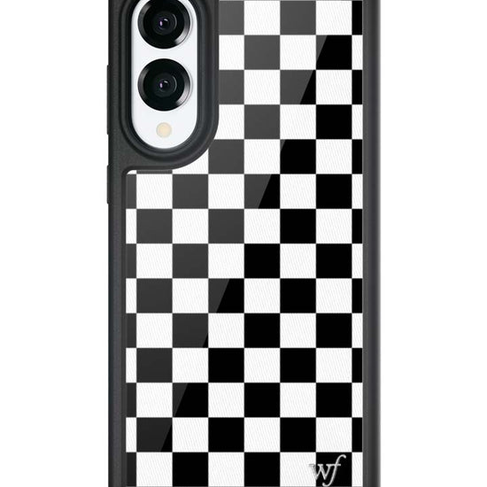 Wildflower Galaxy S25 case Edge Checkers Black White Cute