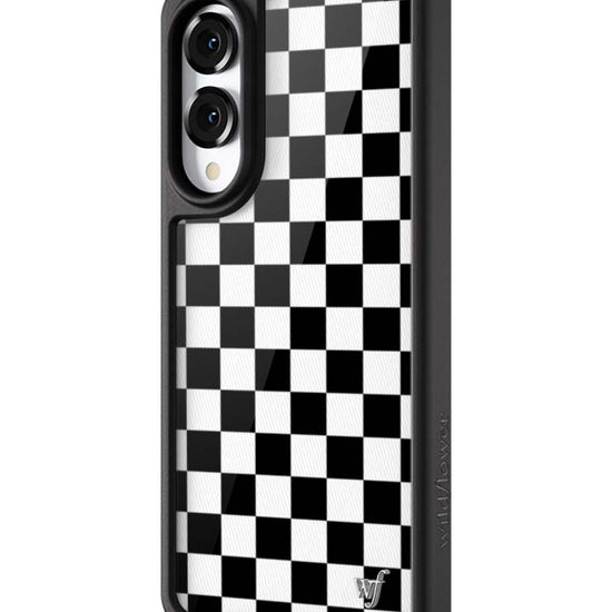 Wildflower Galaxy S25 case Edge Checkers Black White Cute