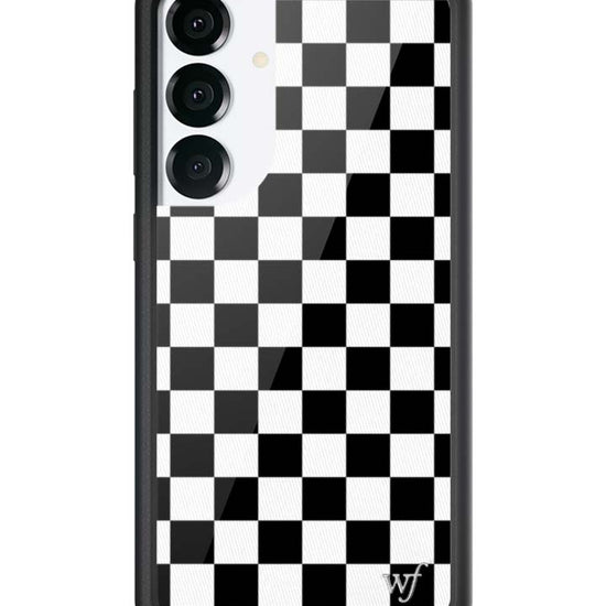 Wildflower Galaxy S25 case Plus Checkers Black White Cute