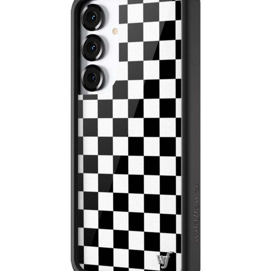 Wildflower Galaxy S25 case Plus Checkers Black White Cute