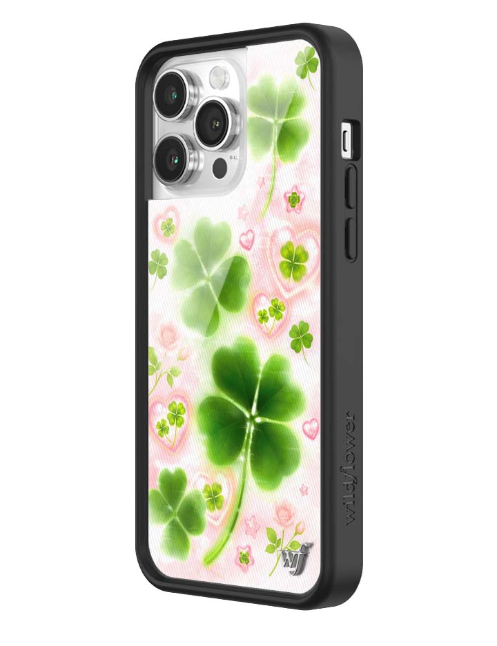 Wildflower iPhone case 14 Pro Max Miss Lucky Clover Green Cute