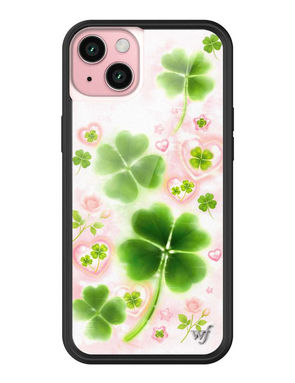 Wildflower iPhone case 15 Plus Miss Lucky Clover Green Cute