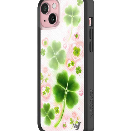 Wildflower iPhone case 15 Plus Miss Lucky Clover Green Cute