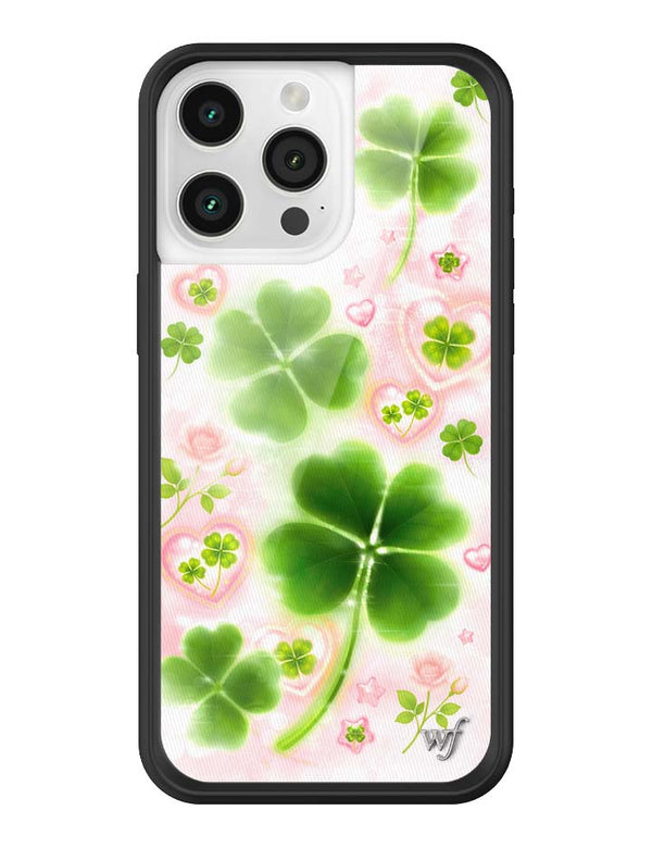 Wildflower iPhone case 15 Pro Max Miss Lucky Clover Green Cute