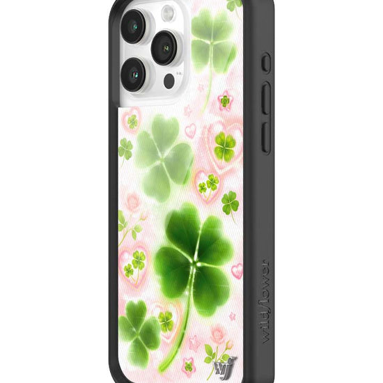 Wildflower iPhone case 15 Pro Max Miss Lucky Clover Green Cute