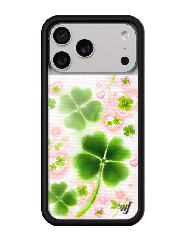 Wildflower iPhone case 17 Pro Max Miss Lucky Clover Green Cute