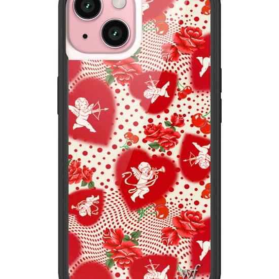Wildflower iPhone case 15 Cupid Dot Hearts Red Cute