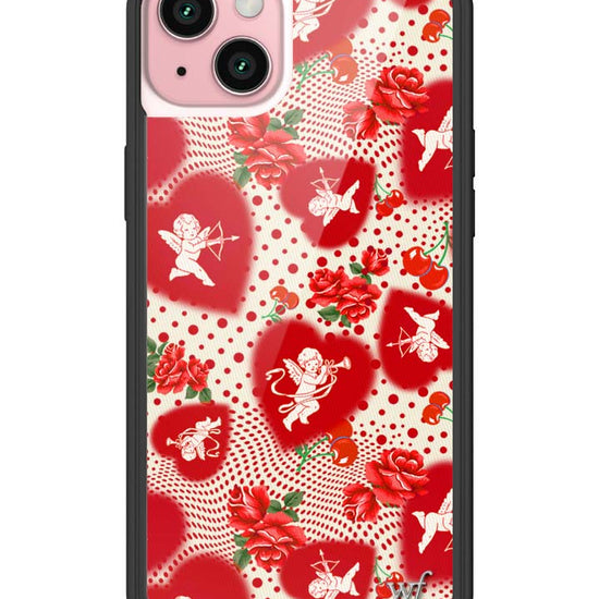 Wildflower iPhone case 15 Plus Cupid Dot Hearts Red Cute