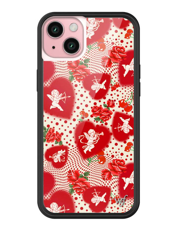 Wildflower iPhone case 15 Plus Cupid Dot Hearts Red Cute