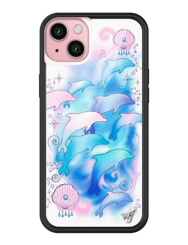 Wildflower iPhone case 15 Plus Dolphin Dreams Blue Cute