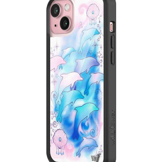 Wildflower iPhone case 15 Plus Dolphin Dreams Blue Cute