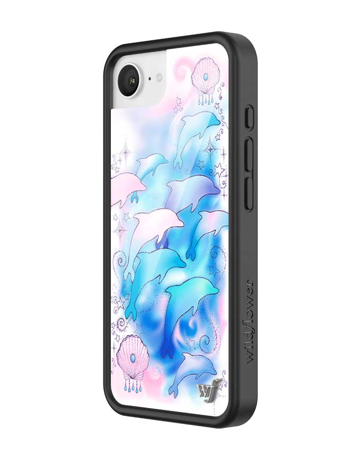 Wildflower iPhone case 17e Dolphin Dreams Blue Cute
