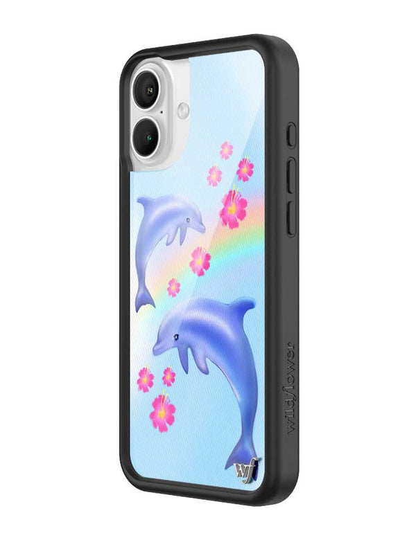 Wildflower Dolphin Love iPhone 16 Plus Case